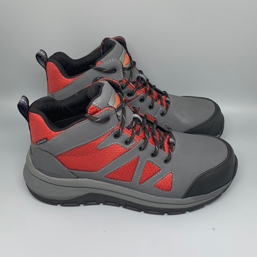Merrell Work Safety Toe‎ Boots ASTM F2413-18 J005027 Gray Red Men’s Sz 8.5